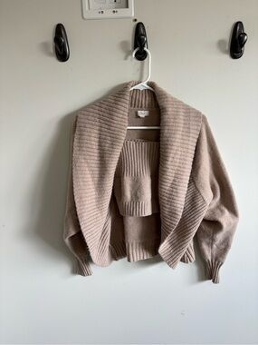 Cozy Open-Front Shawl Collar Sweater Cardigan and Tank set